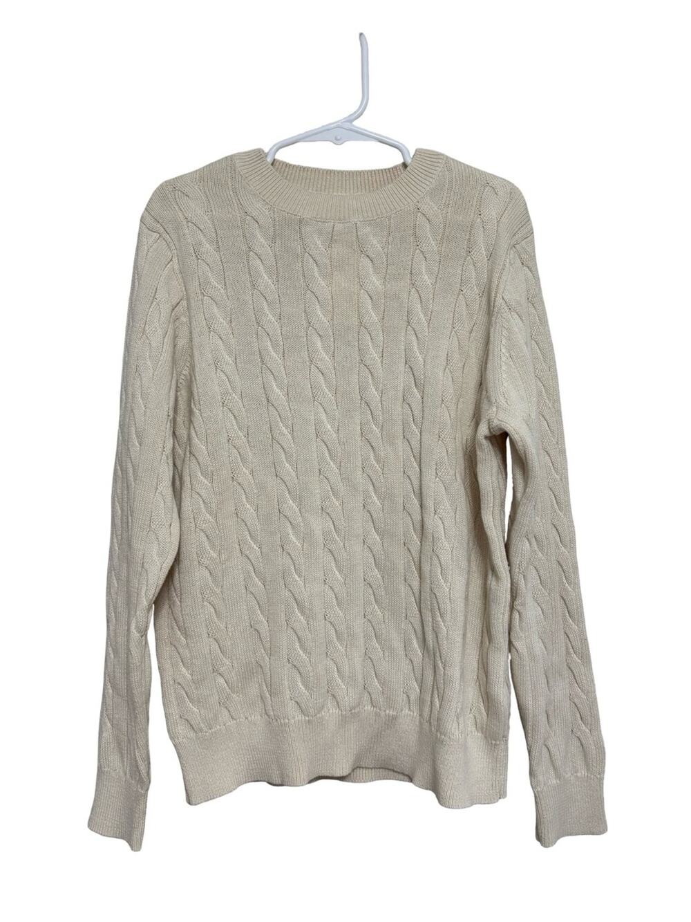 NEW J. Crew Crewcuts 100% Cotton Kids Cable Knit Crewneck Sweater Ivory Size M